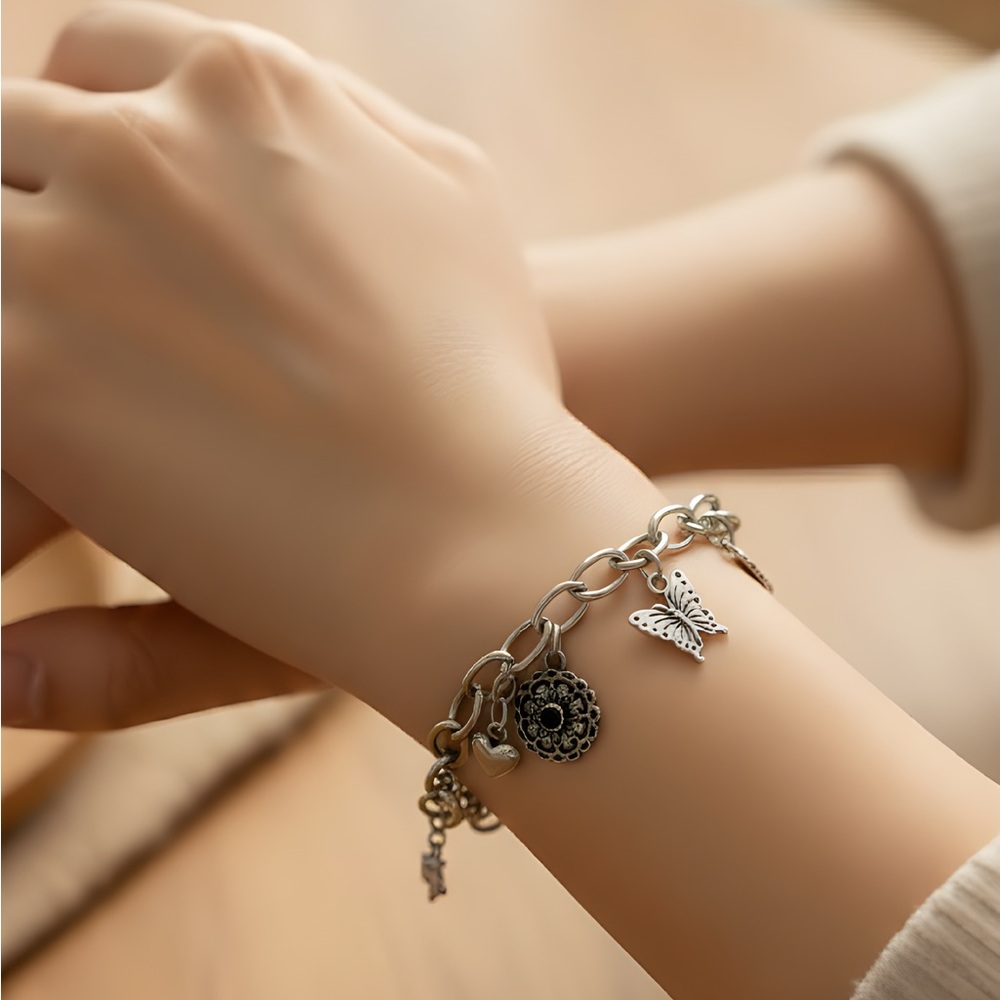 Silver Toned Charm Bracelet